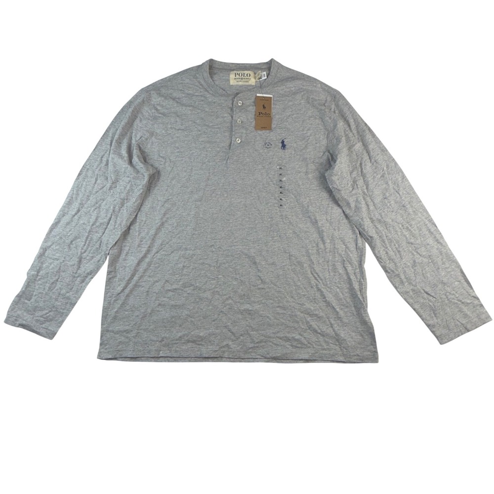 Polo Denim & Supply Ralph Lauren Mens XL Grey Heather Long Sleeve Henley Shirt